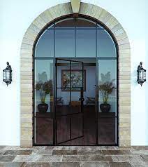 We produce steel door, pvc door, wood door, aluminum door, steel stainless door, etc. Custom Steel Grid Single Door With Sidelight Transom A11 Abby Iron Doors