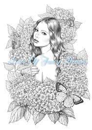 A beautiful young slavic woman in traditional dress with ornament Hydrangea Coloring Page Pdf Beautiful Woman Coloring Sheet Printable Coloring Pages Flowers Nice Gir Coloring Pages Hydrangea Colors Coloring Sheets
