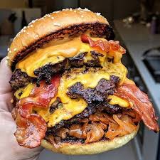 Look At All That Bacon Just A Sneaky Triple Beef Kimchi Bacon Burger I Made A Couple Days Back Kimchi Burgers Foodpor Bacon Burger Food Burger