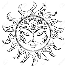 This sun tattoo presents a straight faced, solemn sun design. Modern Tattoo Of Sleeping Sun Design On White Royalty Free Cliparts Vectors And Stock Illustration Image 110841051