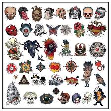 Set Of Tattoos In Traditional Vintage Style Vector Illustration Clipart Image Eps Pdf Jpg Flash Art Old School Tattoo Designs Tattoo Posters