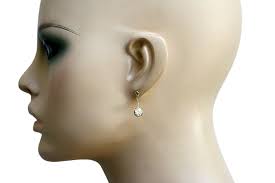 9ct Gold CZ Earrings 8mm Round Drop Made in UK