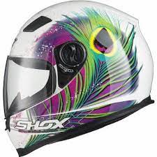 Shox Sniper Peacock Motorcycle Helmet M White Pink Neon Yellow Motorcycle Helmets Cool Motorcycle Helmets Motorbike Helmet
