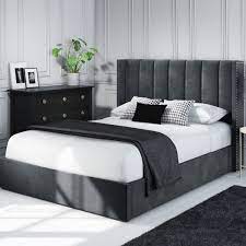Shop for grey upholstered beds at bed bath & beyond. Maddox Wing Back Double Ottoman Bed In Grey Velvet Furniture123