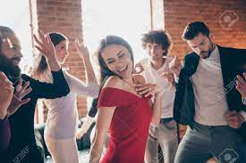 Gonoodle, the good energy company. Photo Of Group Best Friends Dance Floor Birthday Party Carefree Mood Favorite Modern Youth Song Wear Formalwear Red Dress Shirts Restaurant Room Place Indoors Stock Photo Picture And Royalty Free Image Image