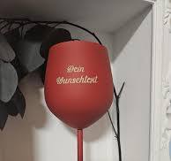 Stainless steel wine glass with laser engraving red matt