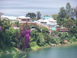 Approximately 60 billion cubic meters of methane and 300 billion cubic meters of carbon dioxide fill the lake. Lake Kivu Mapio Net