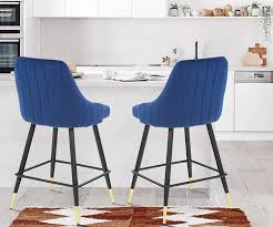 Finden und vergleichen sie bar stools kitchen online. Buy Velvet Counter Stools Set Of 2 Upholstery Barstools Bar Stools Counter Height Stools For Kitchen Island Modern Bar Chairs Dining Chairs With Back And Arm Pack Of 2 Pieces Blue