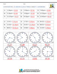 Sometimes military time is referred to as 24 hour time and this system eliminates the need for am and pm. 24 Hour Clock Conversion Worksheets