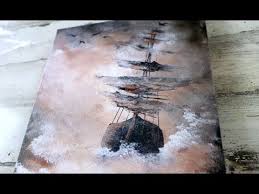 Painting of a european ship at djulirri. Ship Sailing Through Rough Seas Easy Painting Beginner Oval Brush Abstract Art Acrylics Youtube