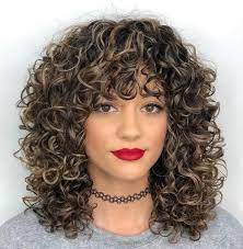 3b Bangs Curly Modern Shag Hairstyle Medium Curly Hair Styles Curly Hair Styles Naturally Mid Length Curly Hairstyles