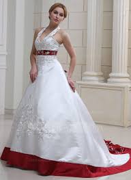 Us 285 00 Ball Gown Halter Court Train Satin Wedding Dress With Embroidered Beading Sequins Jj S House Halter Wedding Dress Ball Gown Wedding Dress Red Wedding Dresses