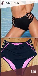 Pink Vs Strappy High Waisted Bikini Bottoms High Waisted Bikini High Waisted Bikini Bottoms Bikinis