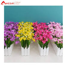 Giỏ hoa giả, hàng rào hoa thủy tiên gỗ 50cm cắm sẵn trang trí nhà cửa, nhà  hàng, văn phòng công ty xanh tươi HR-03