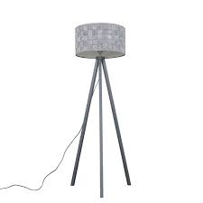 Shade in fire resistant fabric closed by a painted perforated metal disc. Grey Tripod Floor Lamp Grey Monza Shade Iconic Lights