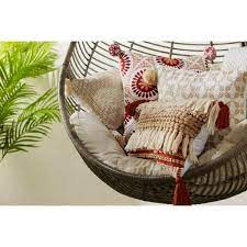 Savings spotlights · curbside pickup · everyday low prices Hampton Bay Gray Wicker Round Outdoor Patio Egg Lounge Chair Swing With Biscuit Tan Cushions 65 18246a The Home Depot