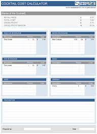 Download A Free Cocktail Cost Calculator For Excel Great Tool That Helps To Determine The Cost Of Cocktail By Summarizing The Cost O Cocktails Cost Cost Sheet