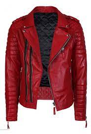 The Jasperz Is Under Construction Red Jacket Leather Fitted Biker Jacket Jackets Men Fashion