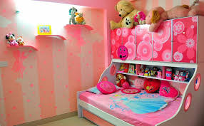 Pink Kids Bedroom With Wallpaper Designed By Abhishek Chadha Interior Designer In Bangalore Karnataka Kids Bedroom Decor Kids Bed Design Pink Kids Bedrooms