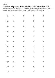 A Fun Harry Potter Sorting Quiz Teaching Resources