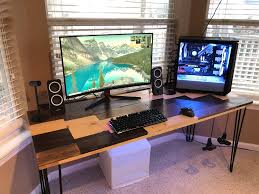 I've decided on getting a standing desk with monoprices dual motor stand which works with tops up to 87. Built A Custom Desk For My Custom Pc Battlestations