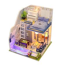 Diy miniature doll house kit modern mini size dollhouse, 3d wooden puzzle & hobby craft with led light for girls and boys +battery included. Buy Innersetting Diy Wooden House Miniaturas With Furniture Diy Miniature House Dollhouse Features Price Reviews Online In India Justdial