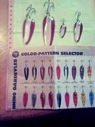 Details About Vintage Lot Of 4 Dare Devle Spoon Lures With Pricing Color Chart Lou Eppinger