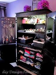 Install a ceiling vent system into the closet so the equipment does not overheat. Diy Design Fanatic Organized Armoire Home Old Entertainment Centers Home Decor