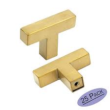 Werkzeug und baumaterial für profis und heimwerker. Goldenwarm Brushed Brass Cabinet Knobs Kitchen Cabinet Hardware Lsj12gd Gold Knobs For Brthroom Cabinets Modern Square T Bar Drawer Knobs Brass Hardware Pulls 2 50mm Overall Length 25 Pack Buy Online In Bahamas