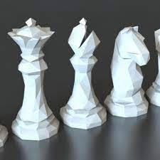 3d Printable Faceted Chess Set By Tom Davis Chess Set Chess Pieces Prints