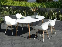 salon de jardin 1 table ovale 190cm plateau duranite 4 fauteuils coque resine injectee et pieds bois st table et chaises chaise de salon mobilier de salon