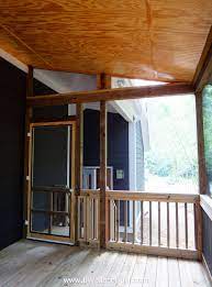 Screened In Back Deck With Stained Bead Board Ceiling Building A Deck Screened In Patio Porch Sitting