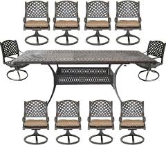 Nassau 11 Piece Cast Aluminum Dining Set Santa Clara Rectangular Extendable Tabl Santac Patio Furniture Table Outdoor Dining Set Cast Aluminum Patio Furniture