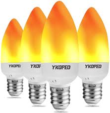 Amazon Com Ykopeo Led Flame Effect Light Bulb E26 Flameless Flickering Candelabra Bulbs Simulated Fire Candle With 2models For Fireplace Christmas Halloween Party Decorative 4pack Home Improvement