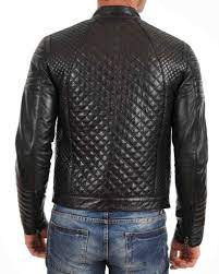 Men S Quilted Real Motorcycle Black Genuine Lambskin Leather Biker Jacket Mj35 Leather Jacket Men Jackets Men Fashion Leather Jacket Black