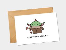 Star Wars Christmas Card Yoda Christmas Card Printable Etsy Cute Christmas Cards Funny Christmas Cards Star Wars Christmas Cards
