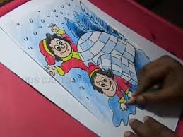 Found 2 free winter season drawing tutorials which can be drawn using pencil, market, photoshop, illustrator just follow step by step directions. Kids Cartoon Drawings How To Draw Winter Season Drawing Snow Houses For Kids