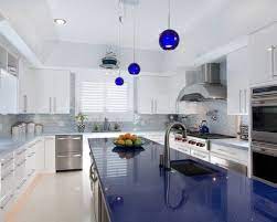 Beautiful Blue Quartz Countertop For Your Interior Decor White Cabinets And Blue Quartz Counterto Blue Countertops Blue Kitchen Countertops Prefab Countertops