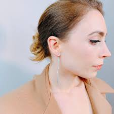 Silver Sterling Earring, Long Single Line Earrings, Bold Earrings, Dangle  Bar Earrings, Silver Drop Earrings.