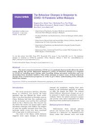 Pdf The Behaviour Changes In Response To Covid 19 Pandemic Within Malaysia