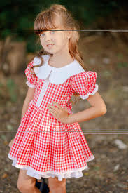 Little Red Riding Hood Dress Girl Easter Dress Check Dress Girl Red