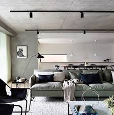 More Black Track Lighting On Cement Ceiling Room Design Interior Design Awards Modern Apartment