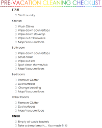 Pre Vacation Cleaning Checklist Vacation Cleaning Vacation Checklist House Cleaning List