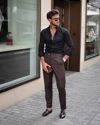 Maybe you would like to learn more about one of these? Dark Brown Dress Pants With Black Long Sleeve Shirt Outfits For Men 5 Ideas Outfits Lookastic