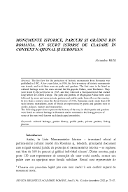 (5) monumentele istorice sunt protejate conform unor reguli unice, fără a se admite discriminări pe criteriul regimului de proprietate sau stării de conservare. Pdf Monumente Istorice Parcuri È™i GrÄƒdini Din Romania Un Scurt Istoric De Clasare In Context NaÈ›ional È™i European Alex Mexi Academia Edu