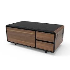 Sobro Soctb300wdbk Coffee Table With Refrigerator Drawer Bluetooth Speakers Led Lights And Usb Cha Coffee Table Coffee Table With Storage Coffee Table Design