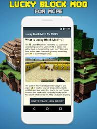These blocks don't just spawn naturally either, as they can be crafted and have their luck rating increased. Lucky Block Mod For Minecraft Pe For Android Apk Download