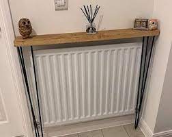 20cm Solid Oak Wooden Radiator Shelf With Antique Metal Etsy In 2021 Radiator Shelf Rustic Hallway Table Radiators