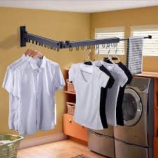 Zwissliv Clothes Hanging Solution Heavy Duty Dual Folding Clothes Drying Rack With Retractable Drying Rod Wall Mounted Wayfair