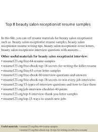 Top 8 Beauty Salon Receptionist Resume Samples